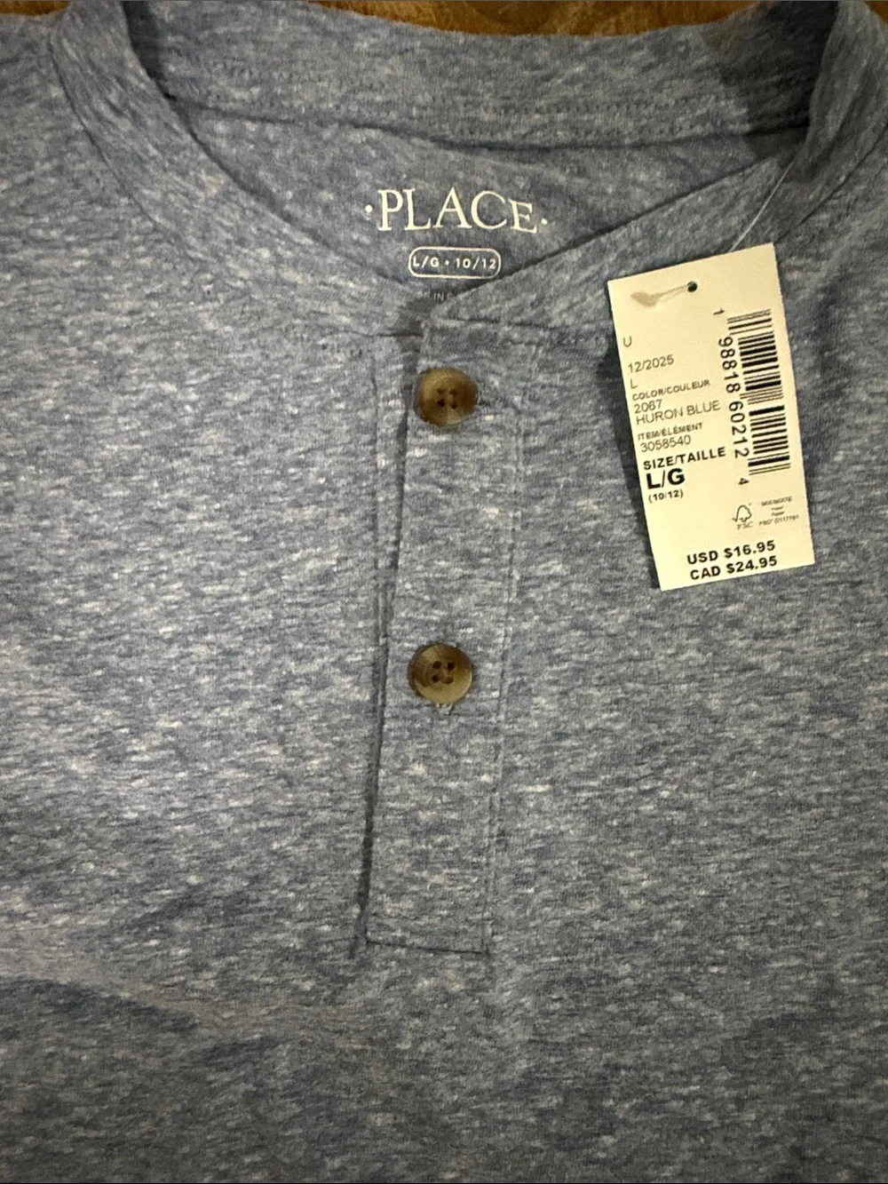The Children's Place Heathered Blue & Tan Short Sleeve Tee Set